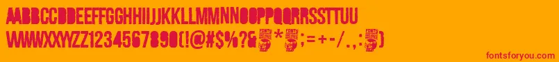 Merluza Company-Schriftart – Rote Schriften auf orangefarbenem Hintergrund