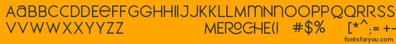 MEROCHE-Schriftart – Schwarze Schriften auf orangefarbenem Hintergrund