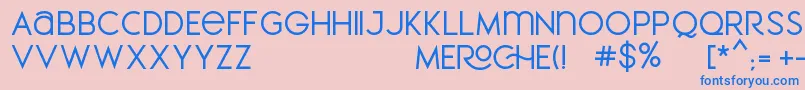 MEROCHE-Schriftart – Blaue Schriften auf rosa Hintergrund