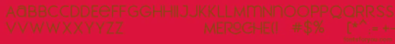 MEROCHE-fontti – ruskeat fontit punaisella taustalla