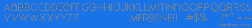 MEROCHE-fontti – harmaat kirjasimet sinisellä taustalla