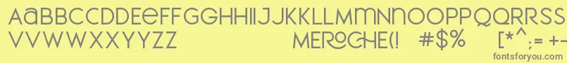 MEROCHE-fontti – harmaat kirjasimet keltaisella taustalla