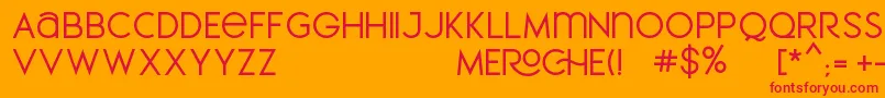 MEROCHE-Schriftart – Rote Schriften auf orangefarbenem Hintergrund