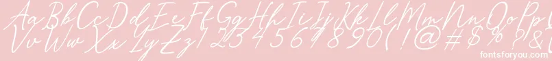 Merrxi-Schriftart – Weiße Schriften auf rosa Hintergrund