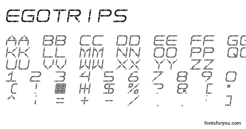 Schriftart EgotripS – Alphabet, Zahlen, spezielle Symbole