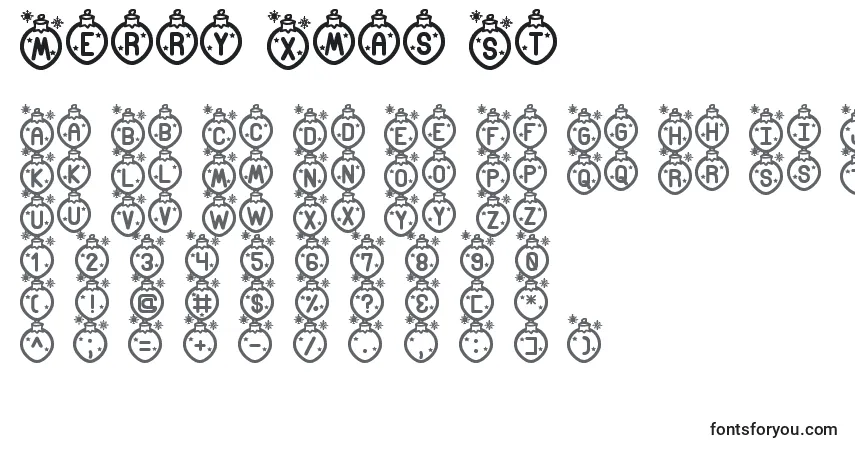Czcionka Merry Xmas St – alfabet, cyfry, specjalne znaki