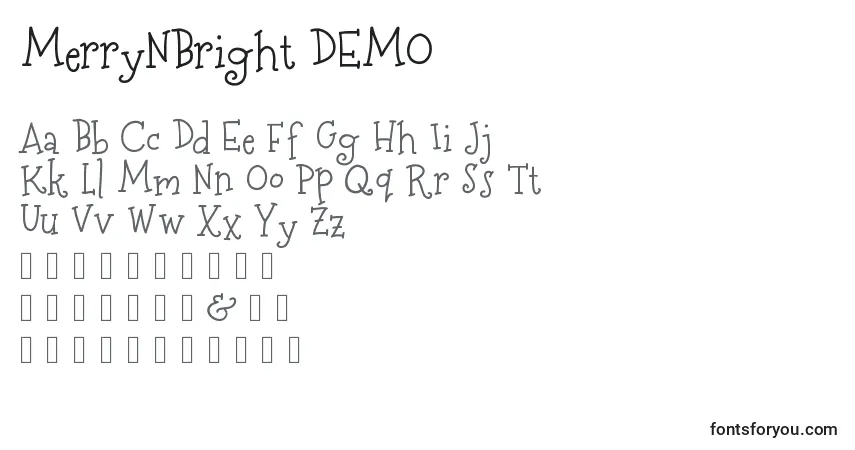 Шрифт MerryNBright DEMO – алфавит, цифры, специальные символы
