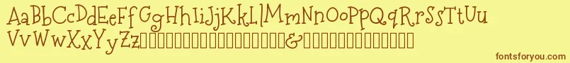 Шрифт MerryNBright DEMO – коричневые шрифты на жёлтом фоне
