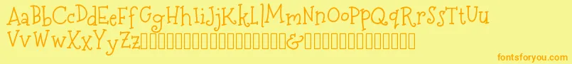 Więcej informacji o czcionce MerryNBright DEMO Czcionka MerryNBright DEMO – pomarańczowe czcionki na żółtym tle