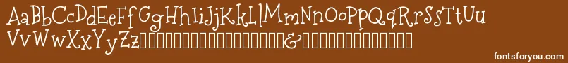 MerryNBright DEMO-fontti – valkoiset fontit ruskealla taustalla