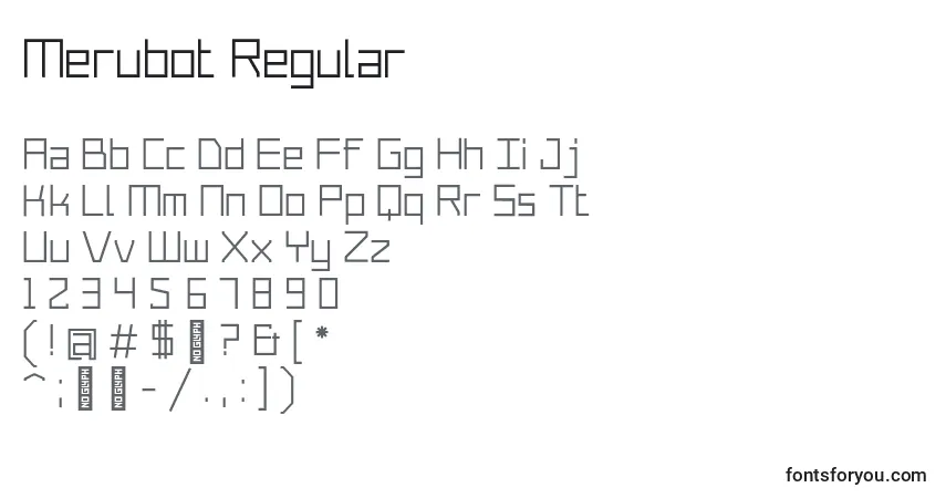 A fonte Merubot Regular – alfabeto, números, caracteres especiais