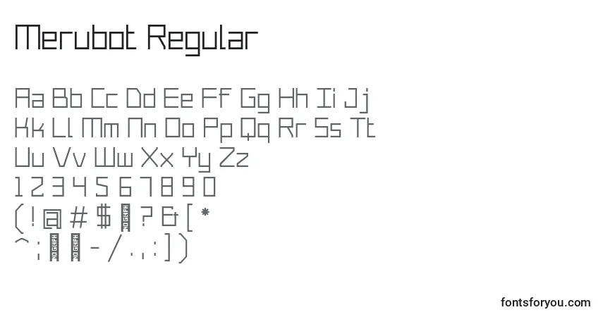 Schriftart Merubot Regular (134124) – Alphabet, Zahlen, spezielle Symbole
