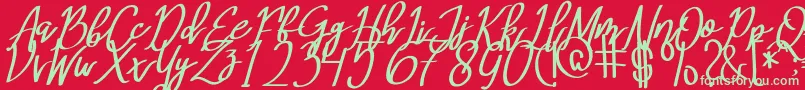 フォントMeryQolbyItalic – 赤い背景に緑の文字
