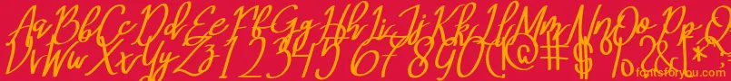 MeryQolbyItalic Font – Orange Fonts on Red Background