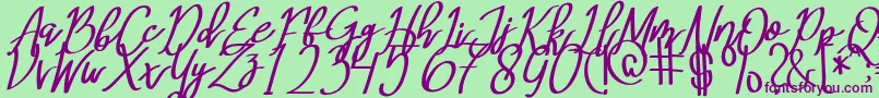 MeryQolbyItalic Font – Purple Fonts on Green Background