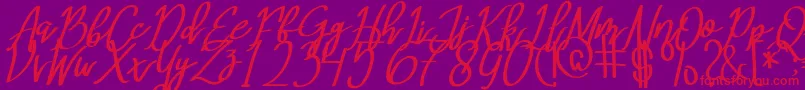 MeryQolbyItalic Font – Red Fonts on Purple Background