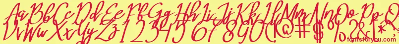 MeryQolbyItalic Font – Red Fonts on Yellow Background