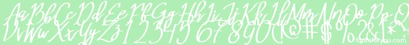 MeryQolbyItalic Font – White Fonts on Green Background