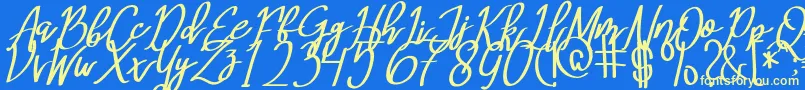 フォントMeryQolbyItalic – 黄色の文字、青い背景