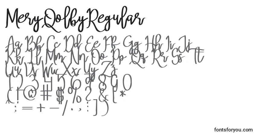 Czcionka MeryQolbyRegular – alfabet, cyfry, specjalne znaki