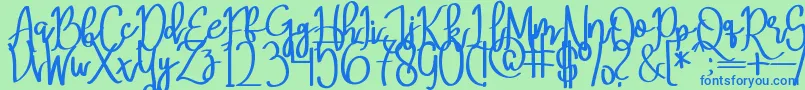 MeryQolbyRegular Font – Blue Fonts on Green Background