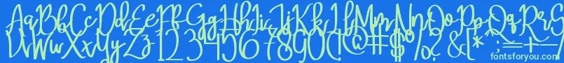 MeryQolbyRegular Font – Green Fonts on Blue Background