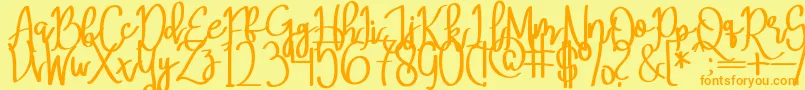 MeryQolbyRegular Font – Orange Fonts on Yellow Background