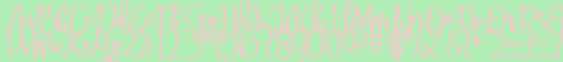 Fonte MeryQolbyRegular – fontes rosa em um fundo verde