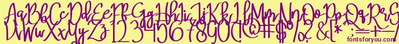 MeryQolbyRegular Font – Purple Fonts on Yellow Background