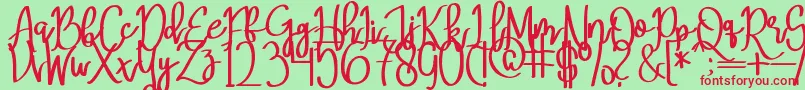 MeryQolbyRegular Font – Red Fonts on Green Background