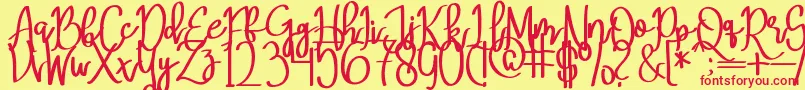 MeryQolbyRegular Font – Red Fonts on Yellow Background