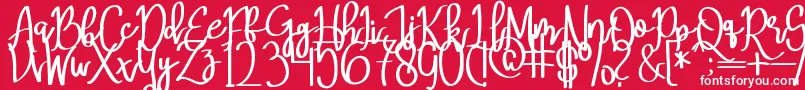 MeryQolbyRegular-fontti – valkoiset fontit punaisella taustalla