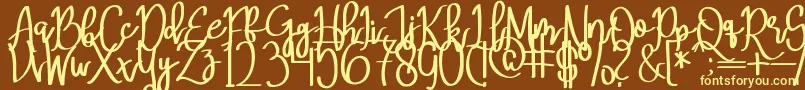 MeryQolbyRegular Font – Yellow Fonts on Brown Background