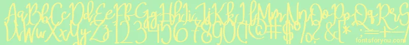 MeryQolbyRegular Font – Yellow Fonts on Green Background