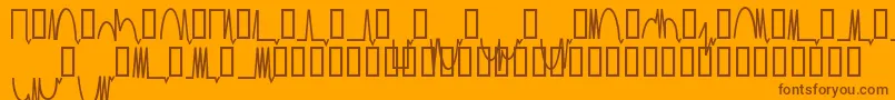 Mesaam  -Schriftart – Braune Schriften auf orangefarbenem Hintergrund