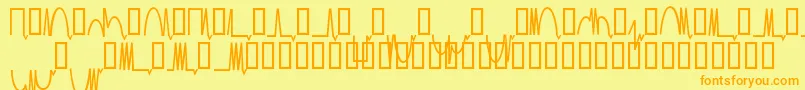 フォントMesaam   – オレンジの文字が黄色の背景にあります。