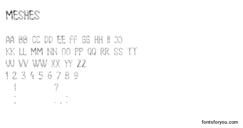 Schriftart Meshes – Alphabet, Zahlen, spezielle Symbole