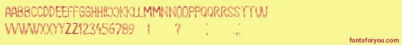 Meshes-Schriftart – Rote Schriften auf gelbem Hintergrund