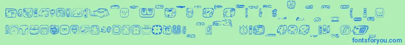 fuente MesoAmerica – Fuentes Azules Sobre Fondo Verde