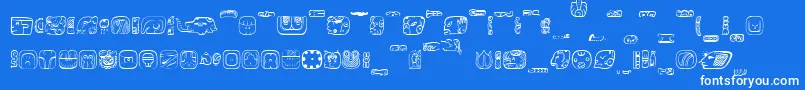 Fonte MesoAmerica – fontes brancas em um fundo azul