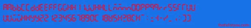Шрифт Lcdattphonetimedate – красные шрифты на синем фоне