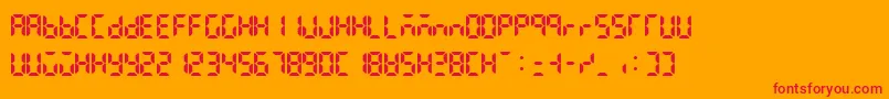 Lcdattphonetimedate-Schriftart – Rote Schriften auf orangefarbenem Hintergrund