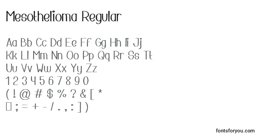 Шрифт Mesothelioma Regular – алфавит, цифры, специальные символы
