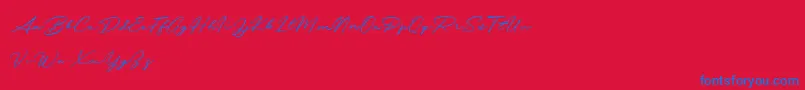 Messy Nessy Demo Font – Blue Fonts on Red Background