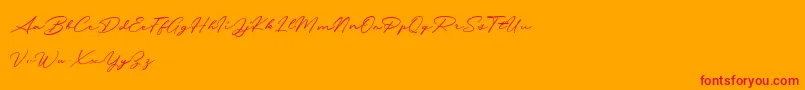 Messy Nessy Demo Font – Red Fonts on Orange Background