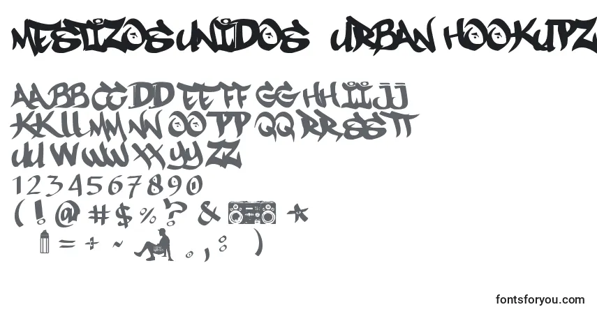 Шрифт Mestizos Unidos   URBAN HOOKUPZ – алфавит, цифры, специальные символы