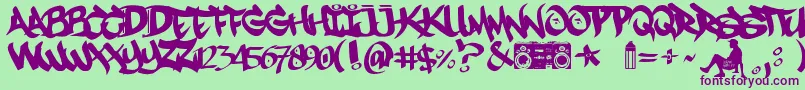 Mestizos Unidos   URBAN HOOKUPZ Font – Purple Fonts on Green Background