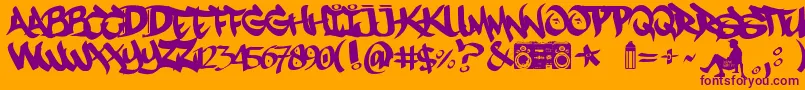 Mestizos Unidos   URBAN HOOKUPZ Font – Purple Fonts on Orange Background