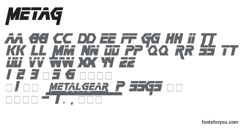 A fonte METAG    (134135) – alfabeto, números, caracteres especiais