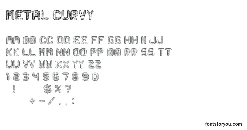 A fonte Metal Curvy – alfabeto, números, caracteres especiais